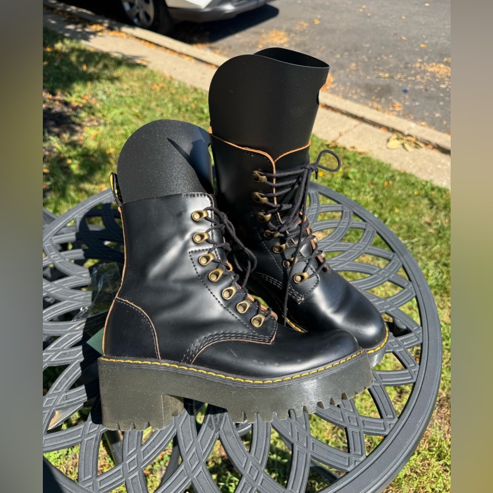 Dr. Martens Black and Brown Lace-Up Boots